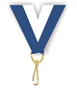 Blue/White Snap Clip "V" Neck Medal Ribbon