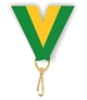 Green/Gold Snap Clip "V" Neck Medal Ribbon