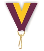 Maroon/Gold Snap Clip "V" Neck Medal Ribbon