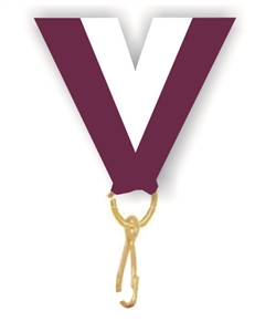 Maroon/White Snap Clip "V" Neck Medal Ribbon