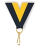 Navy Blue/Gold Snap Clip "V" Neck Medal Ribbon