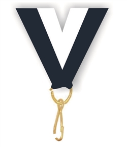 Navy Blue/White Snap Clip "V" Neck Medal Ribbon