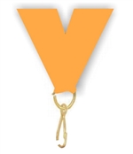 Neon Orange Snap Clip "V" Neck Medal Ribbon