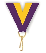 Purple/Gold Snap Clip "V" Neck Medal Ribbon