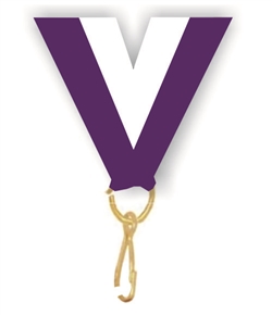 Purple/White Snap Clip "V" Neck Medal Ribbon