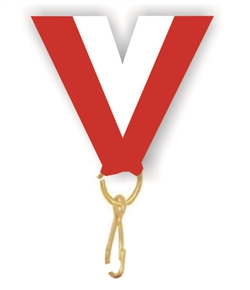 Red/White Snap Clip "V" Neck Medal Ribbon