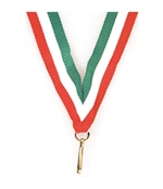 Red/White/Green Snap Clip "V" Neck Medal Ribbon