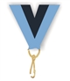 Light Blue/Navy Snap Clip "V" Neck Medal Ribbon