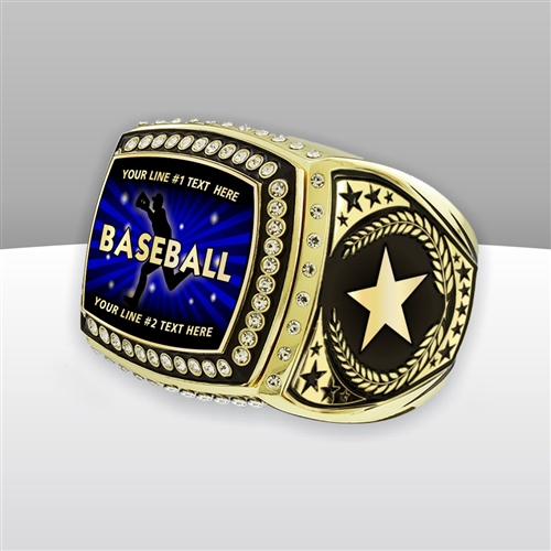 Gigantic Custom Text Champion Baseball Ring