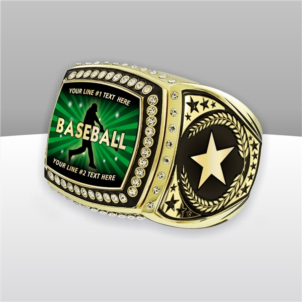 Gigantic Custom Text Champion Baseball Ring