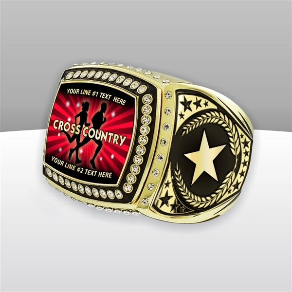 Gigantic Custom Text Champion Cross Country Ring