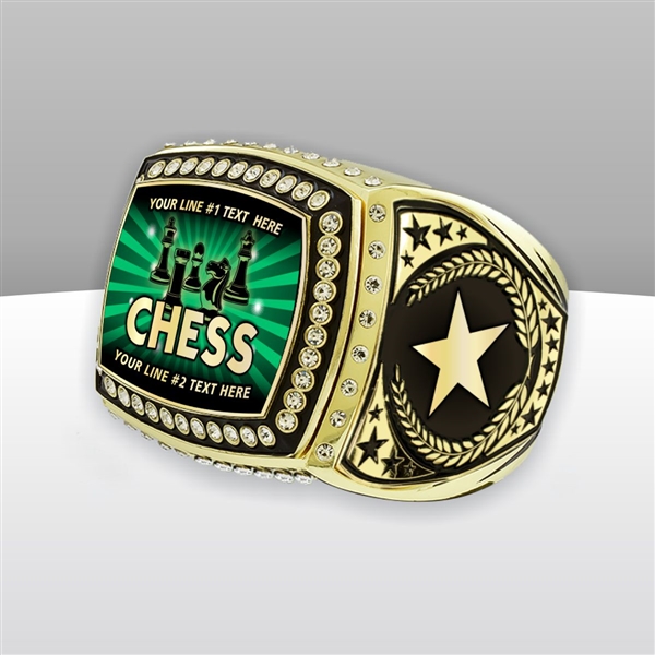 Gigantic Custom Text Champion Chess Ring