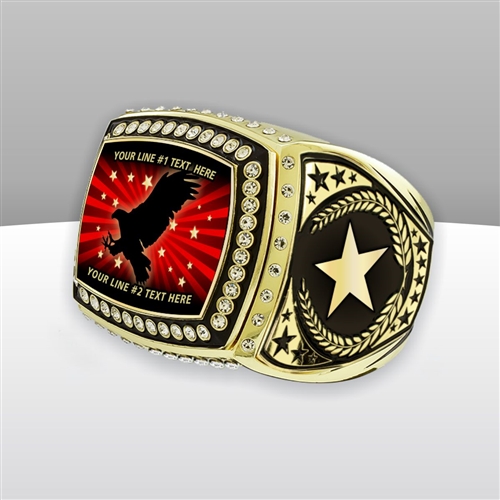 Gigantic Custom Text Champion Eagle Ring