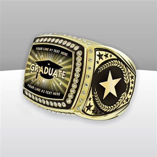 Gigantic Custom Text Champion Graduate Ring