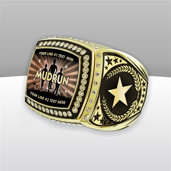 Gigantic Custom Text Champion Mud Run Ring