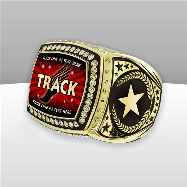 Gigantic Custom Text Champion Track Ring