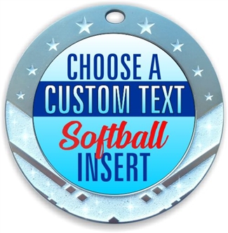 Softball Full Color Custom Text Insert Medal