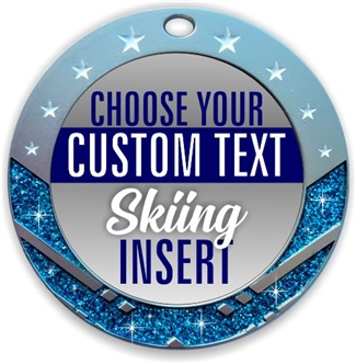 Skiing Full Color Custom Text Insert Medal