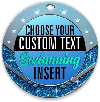 Swimming Full Color Custom Text Insert Medal