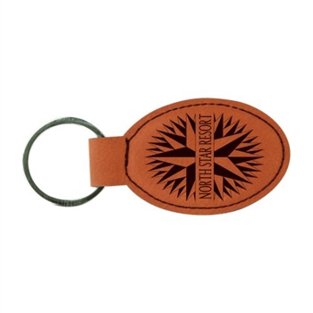 Laserable Leather Oval Keychain