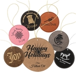 Customizable Leatherette Circle Holiday Ornament