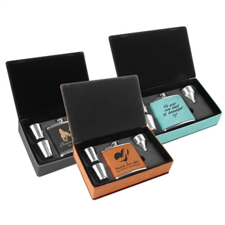 Laserable Leather Flask Gift Set | Flask Gift Set