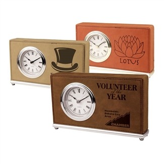 Leather Award Clock | Desk Clock