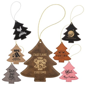 Customizable Leatherette Tree Holiday Ornament