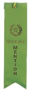 Green Honorable Mention Ribbon with a star crest in the middle.