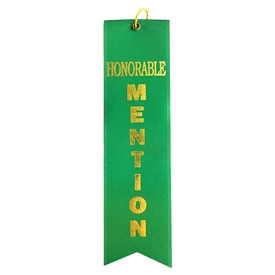 Green Honorable Mention Ribbon with a star crest in the middle.