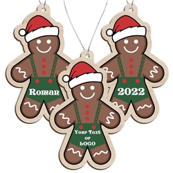 Personalized Wood Gingerbread Man Holiday  Ornament