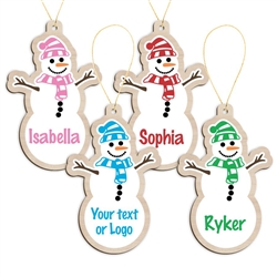 Personalized Wood Snowman Holiday  Ornament