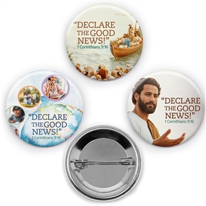 Convention Lapel Buttons for Jehovah's Witnesses Featuring the 2024 convention theme "Declare The Good News"