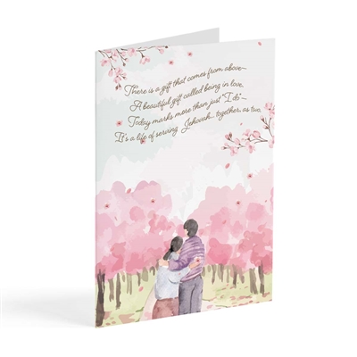 Elegant wedding card with poetic verse about serving Jehovah together