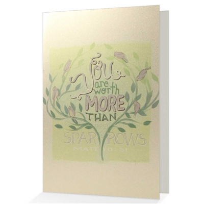 Scriptural Encouragement Greeting Card- 'Worth More Than Many Sparrows'