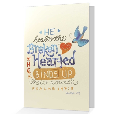 Psalm 147:3 Greeting card: He heals the brokenhearted