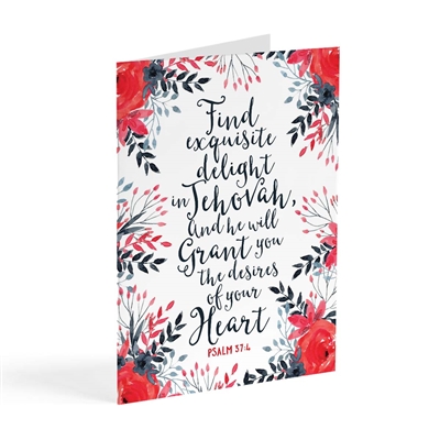 Encouraging greeting card featuring Psalm 37:4