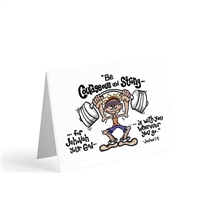 This illustrated greeting card features the scripture at Joshua 1:9.