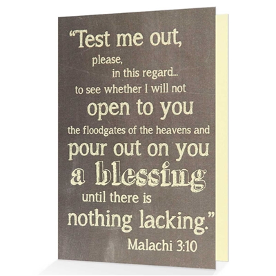 Give an Encouraging Greeting Card based on Malachi 3:10