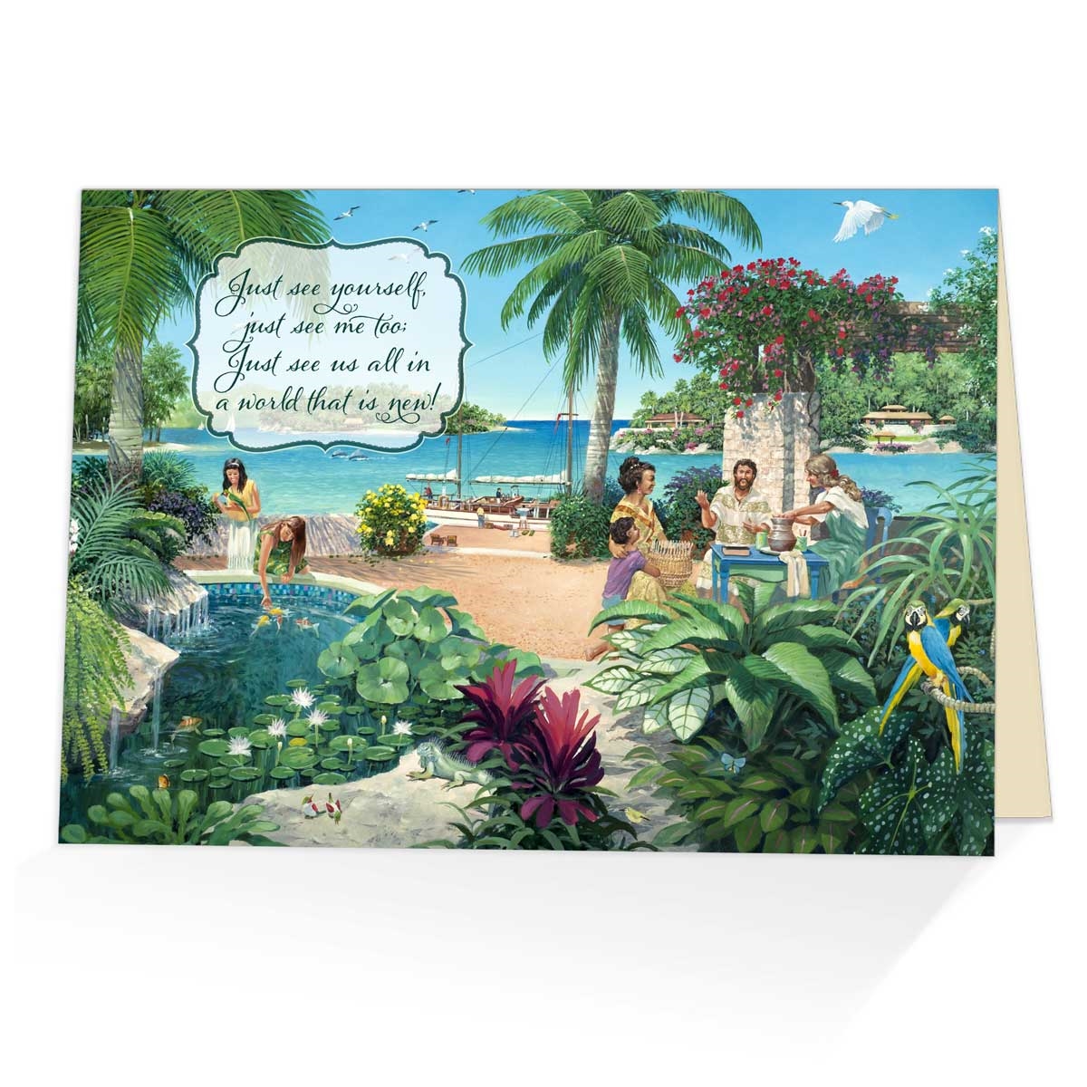 Just see us all in a world that is new! | JW Paradise Greeting Card