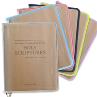 Clear Vinyl Zipper Cover with colored trim for New World Translation Bible Study Edition