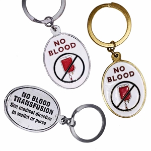 'Jehovah's Witness  'No Blood Transfusion' Key Ring