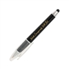 Black engraved study pen featuring the â€œWalk Courageously With Godâ€ title, rubber grip, clear clip, and stylus tip