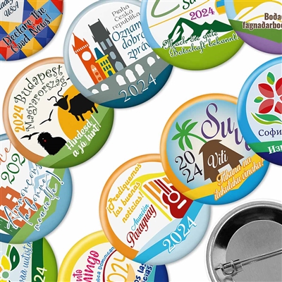 Convention Lapel Buttons for Jehovah's Witnesses Featuring the 2024 convention theme "Declare the Good News"