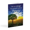Tarjeta postal de amistad con atardecer y arbol, basada en Proverbios 18:24