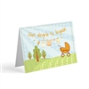 Tarjeta postal para bebe TJ con juguetes, ropita, flores y corazones