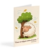 Tarjeta postal de agradecimiento para ancianos TJ con ovejita protegida del viento