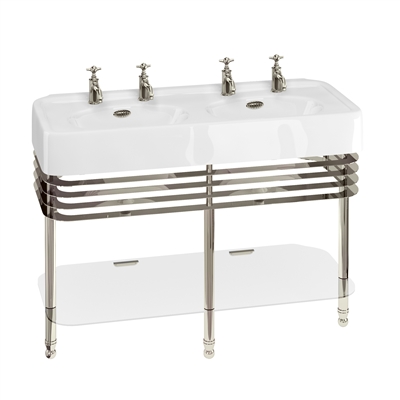 Arcade 1200mm Double Basin & Nickel Stand