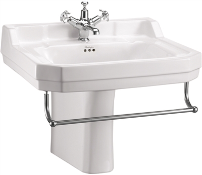 Burlington Edwardian 61cm Basin with Towel Rail & Semi Pedestal