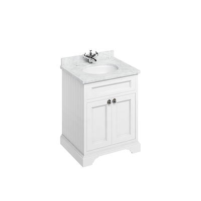 Burlington 65cm Furniture Unit with Carrara White Worktop, Doors & Basin
